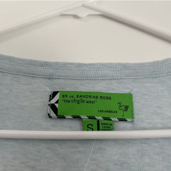 NWT Free People Sandrine Rose V-Neck T-Shirt – Light Blue/Gray – Women’s Small - Picture 4 of 6